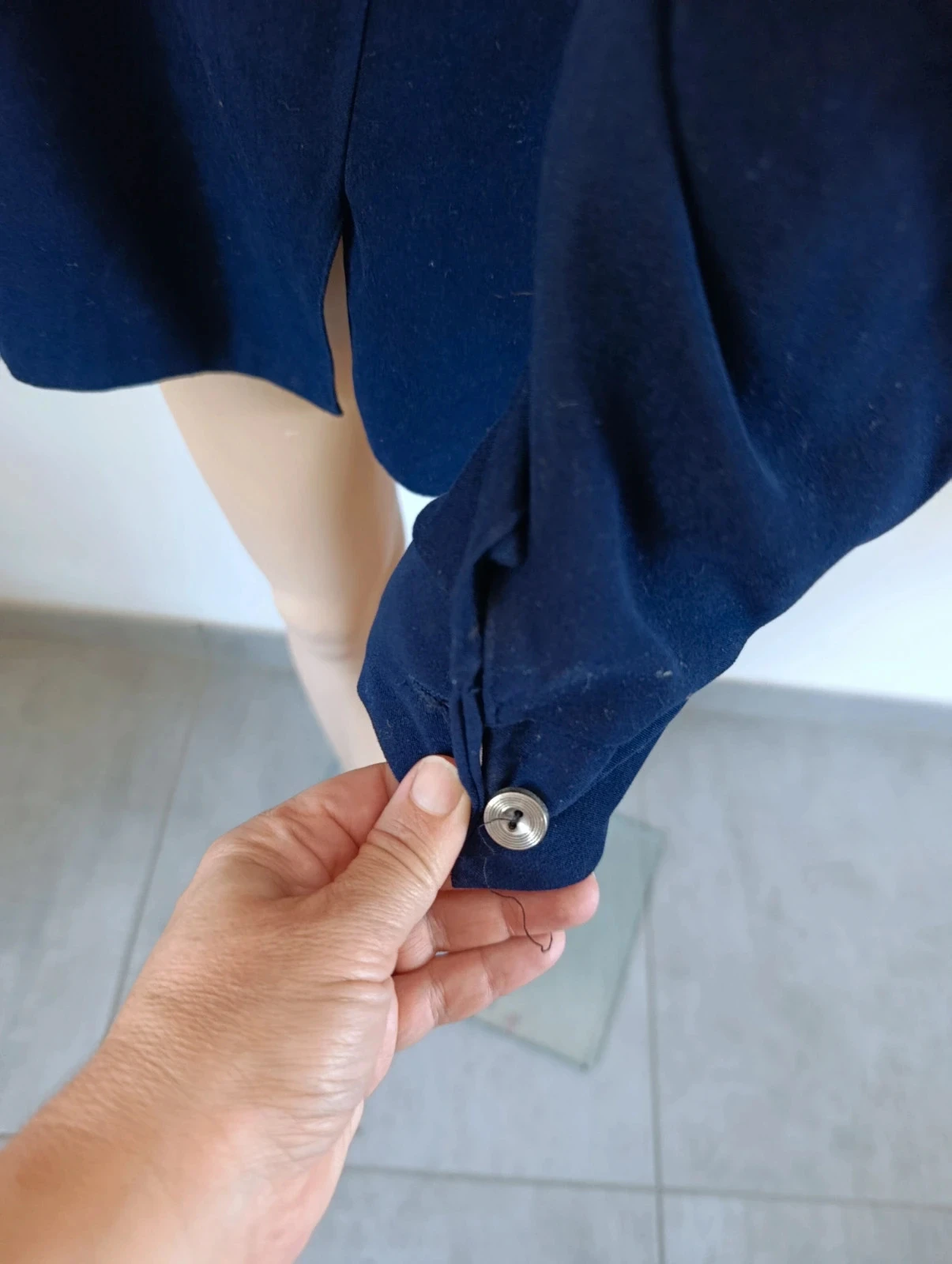 Veste femme bleu marine brodée – Taille XL – Zippée – Style vintage – photo 7